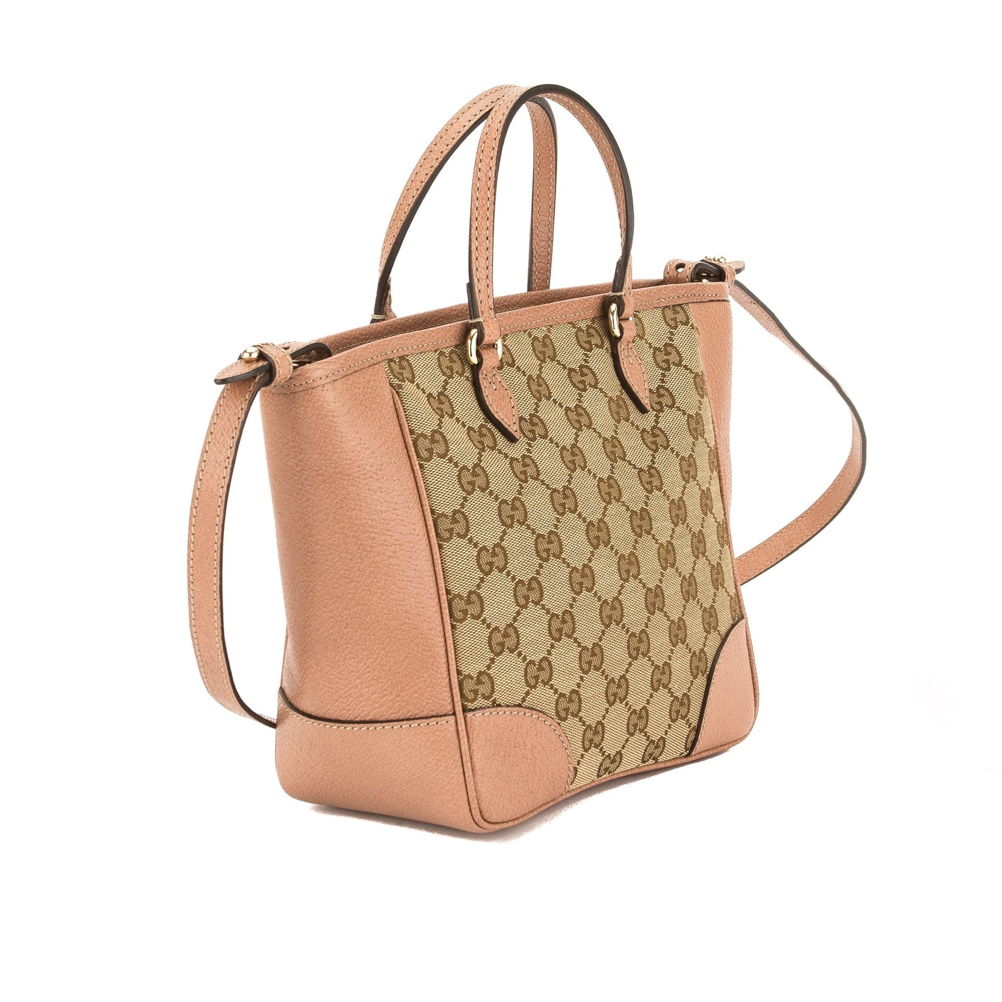 G*G Beige Leather GG Monogram Canvas Tote Bag (Pre Owned)