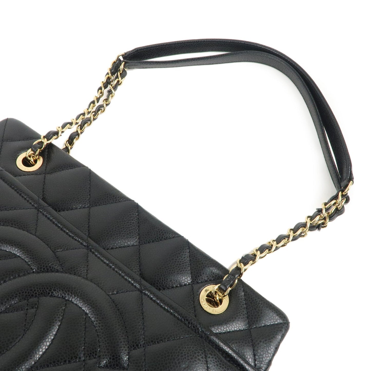Chanel Matelasse Caviar Skin Chain Tote Bag Black A