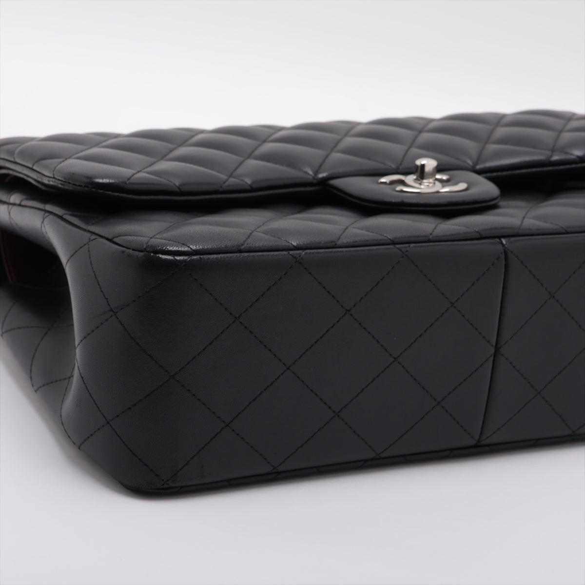CHANEL DECAMATRASSÉ 30 RAGE Lambskinkin DOBLE FLAP Double Chain Bag Black Silver G 19th A58600