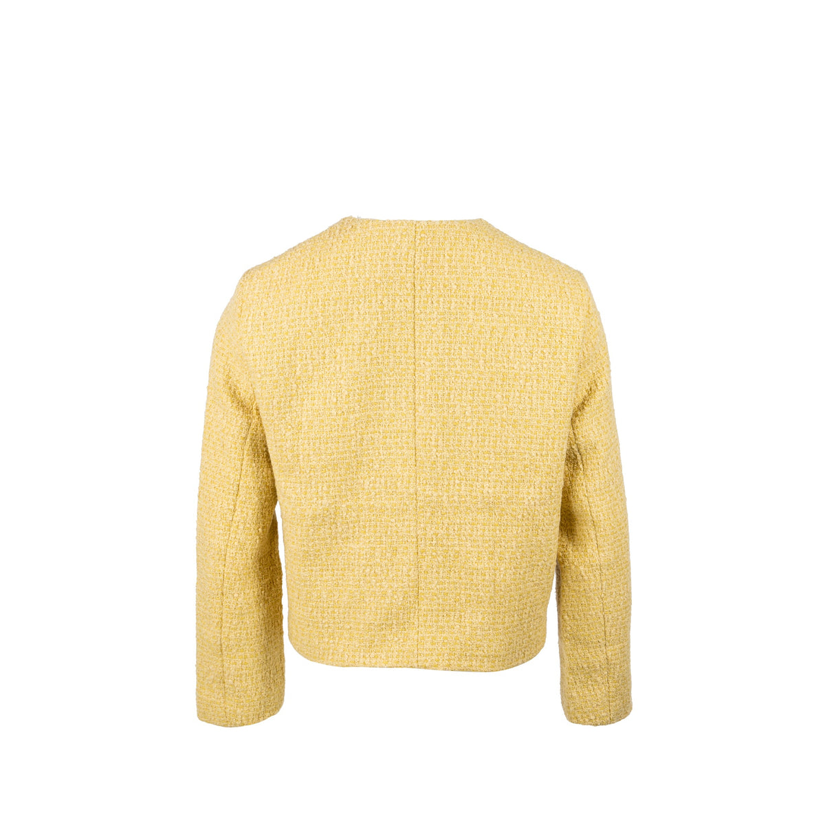 Celine Size 38 boucle chasseur tweed jacket wool/cotton yellow