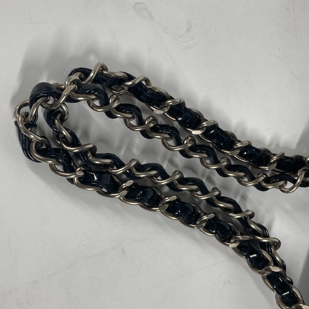 CHANEL Tote Bag enamel black Triple Coco punching logo CC COCO Mark Women Used