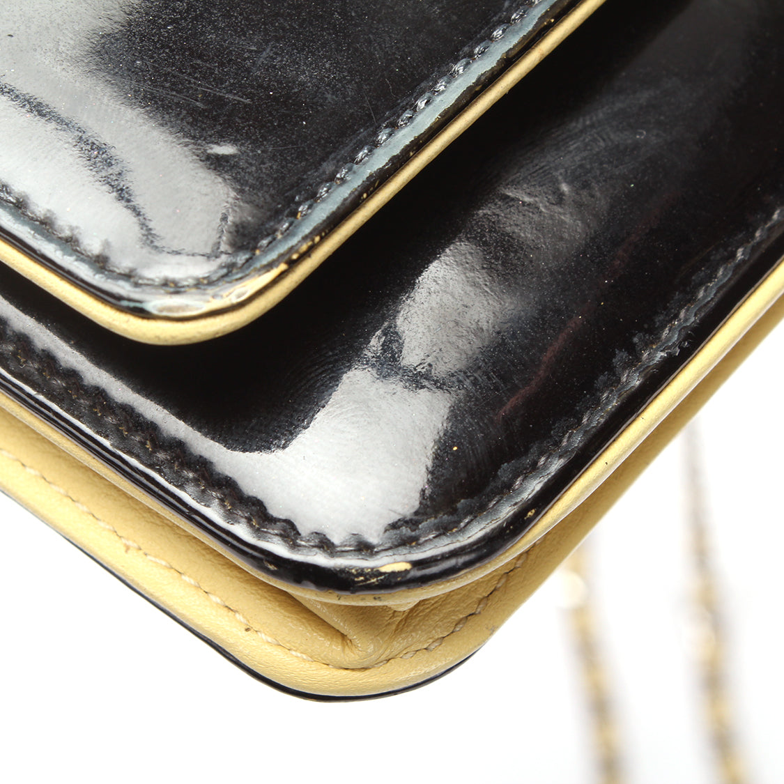 CHANEL Patent Leather Chain Flap Bag