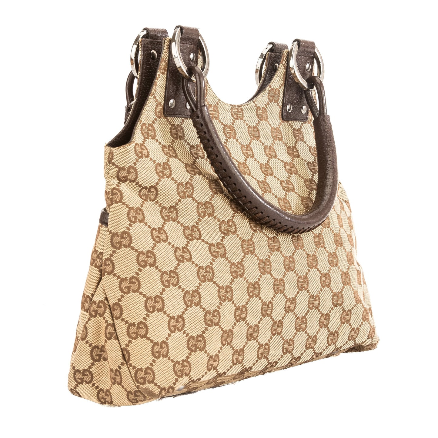 G*G Brown Leather GG Monogram Tote (3863008)