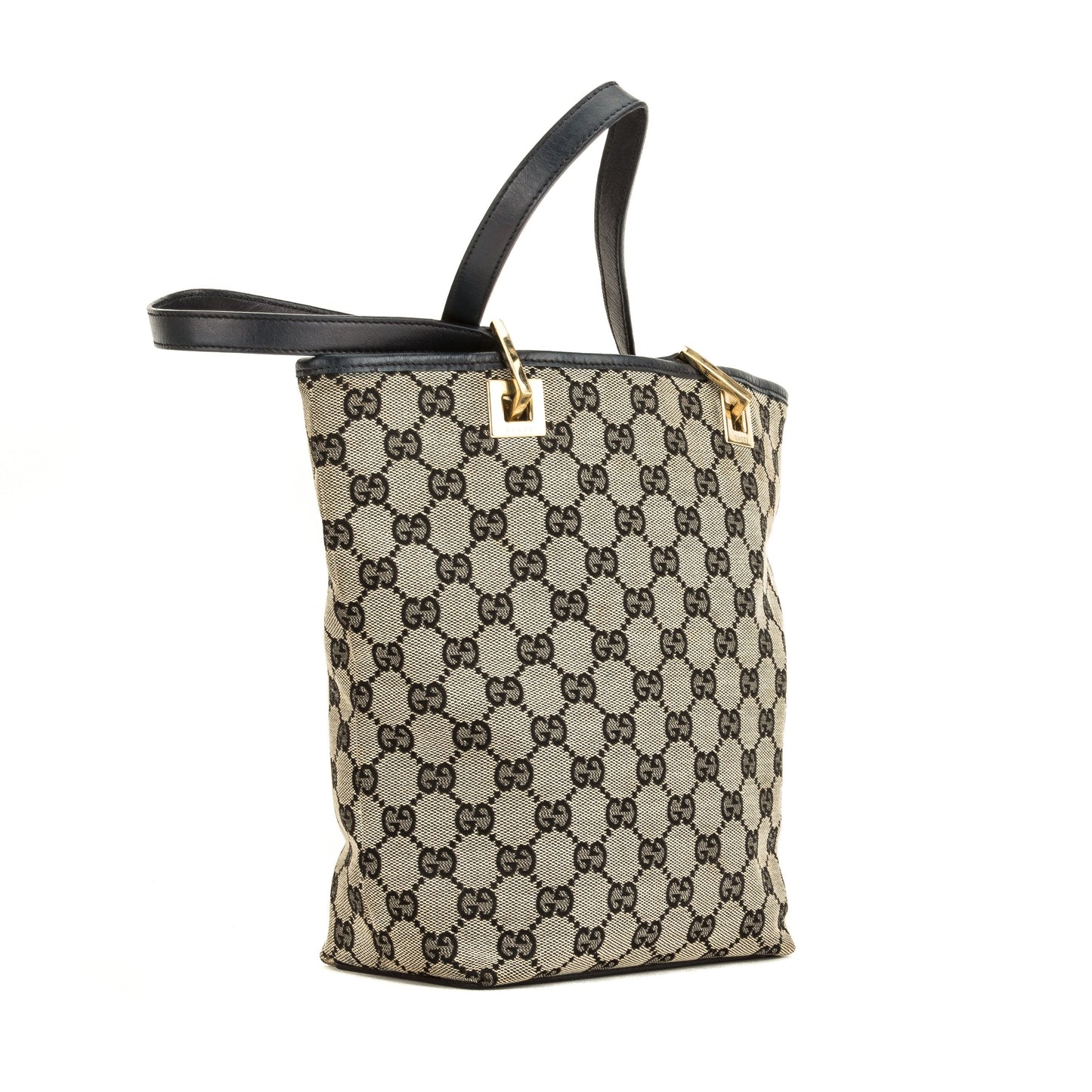 G*G Black Leather GG Monogram Canvas G*Gsima Tote Bag (3989016)
