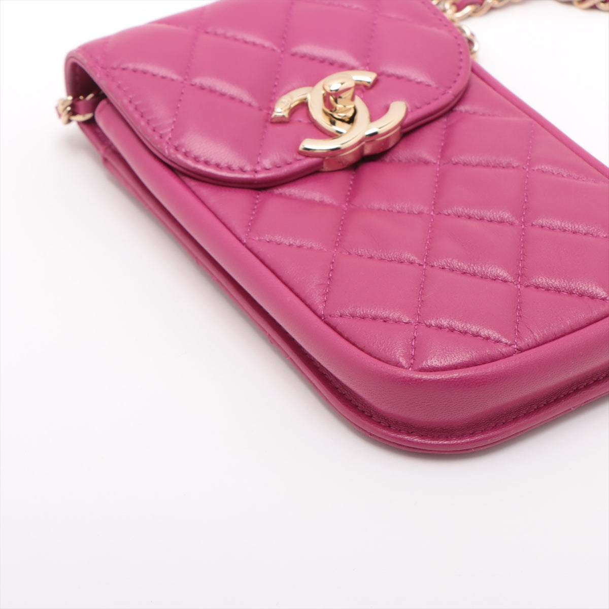 Chanel Lambskin Ramsay Chain Shoulder Bag Rose G 28th