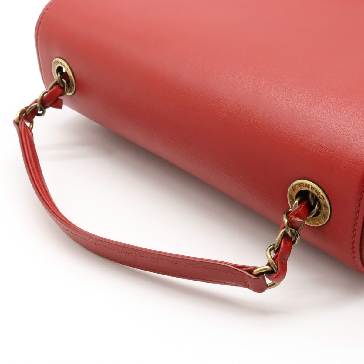 Chanel Coconut Matrasse Chain Shoulder Bag Posket 2WAY Leather Red Gold A93461