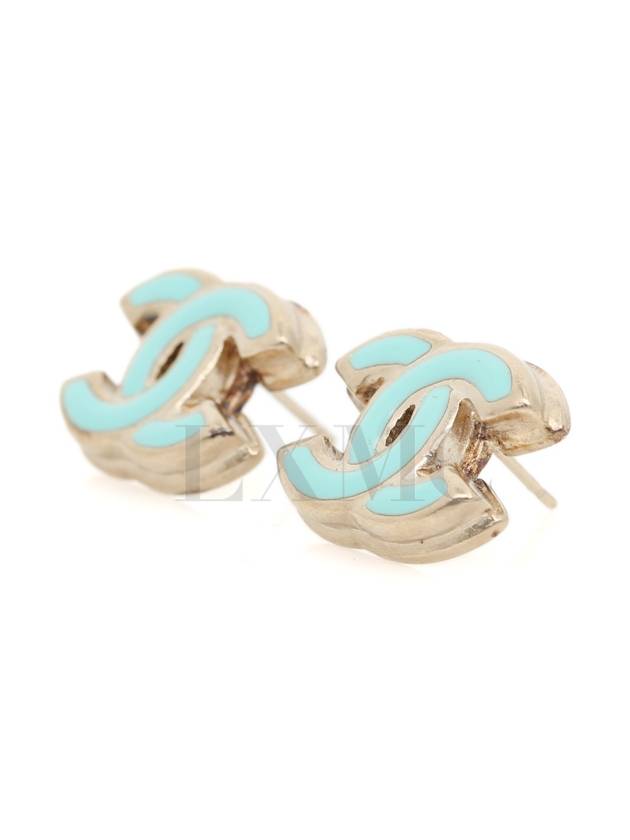 Earrings Tiffany Blue CC Logo Gold Chanel