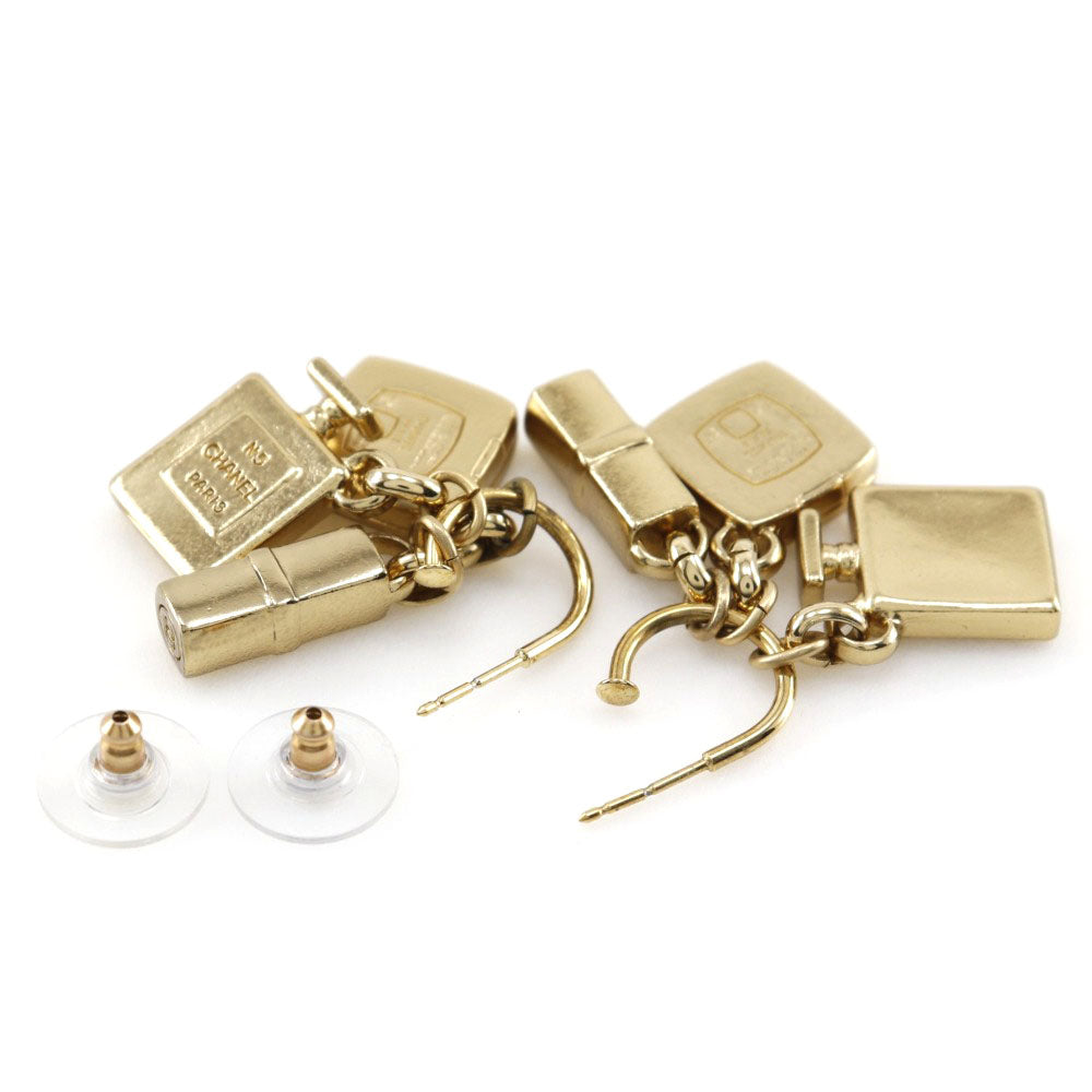 CHANEL CHANEL 3P Charm Stud Earrings Coco Swing G French Square 28.4g 3P Charm Charm