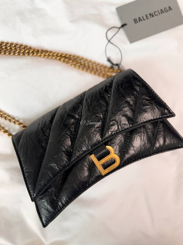 Luxury Balenciaga Crush XS Chain Quilted Shoulder Bag Black