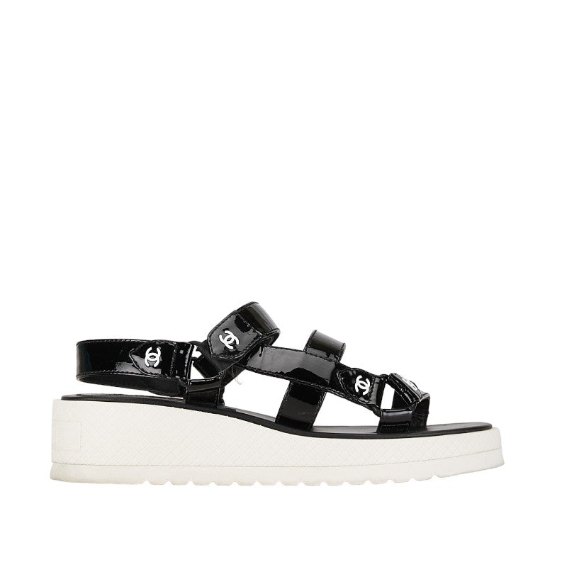 Chanel Coco Sandalss Size 36 Black White Leather Emmelie CHANEL