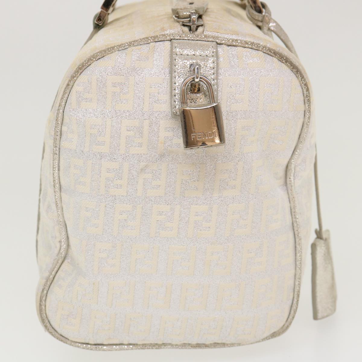 FENDI Zucchino Canvas Hand Bag Silver 40060