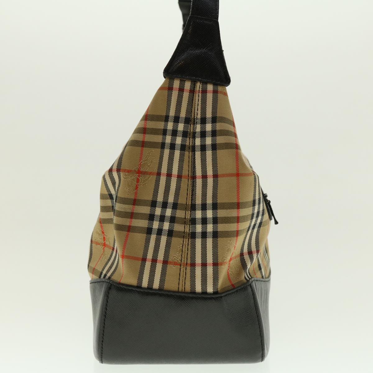 BURBERRYSs Nova Check Hand Bag Nylon Leather Beige Auth 40354