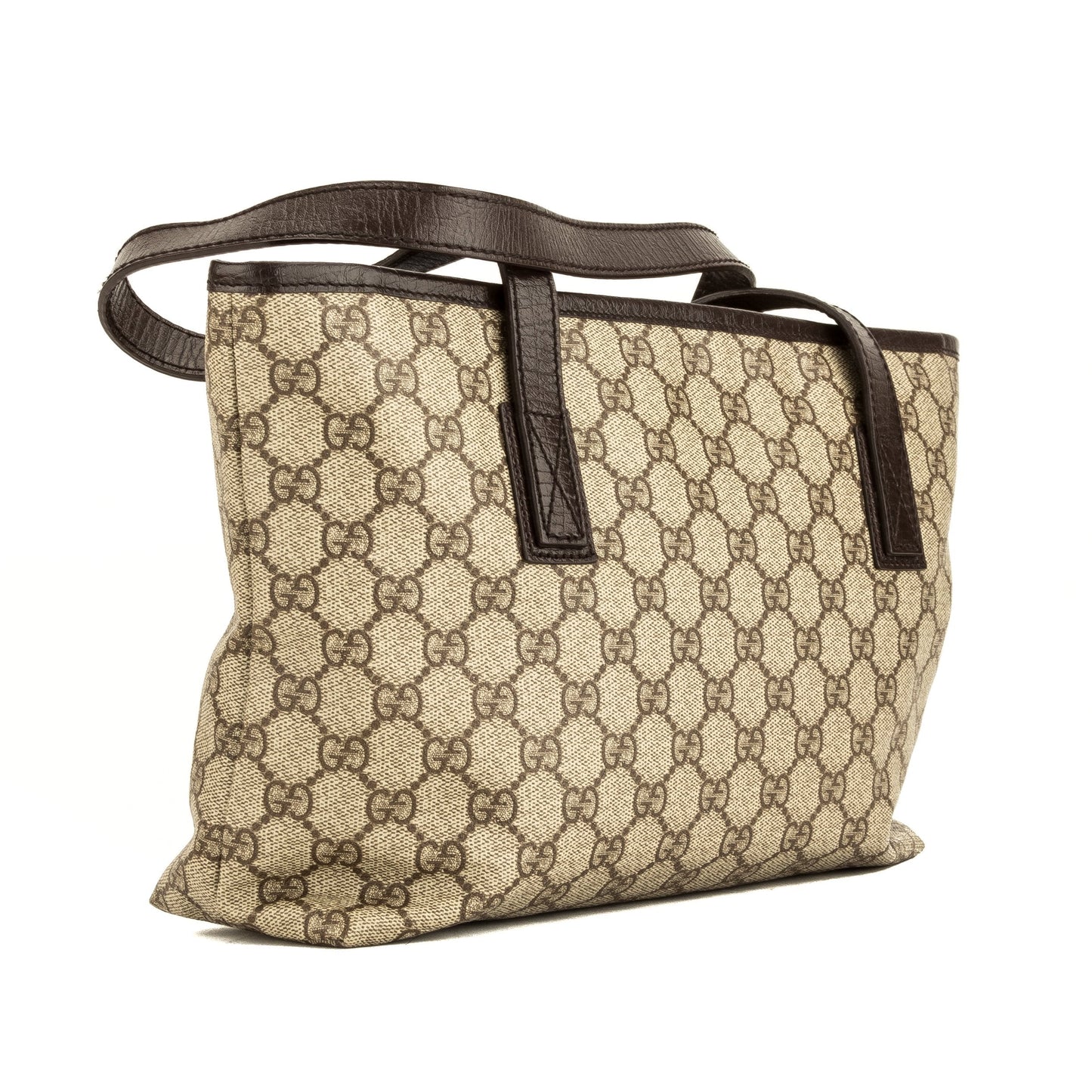 G*G Brown leather GG Supreme Canvas Tote Bag (4050009)