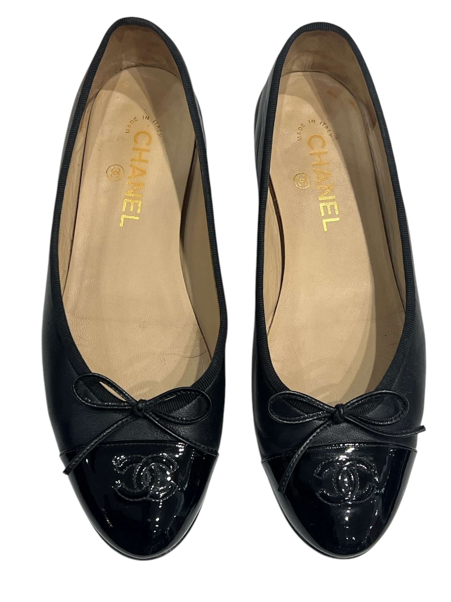Chanel - ballerines cuir noir T39,5