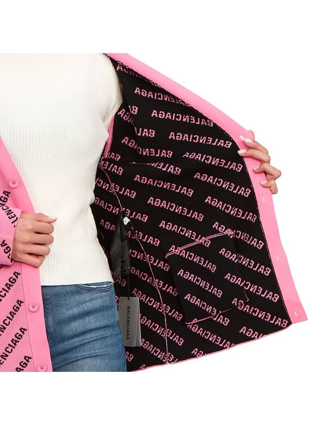 Luxury Balenciaga All-Over Logo Cardigan Pink