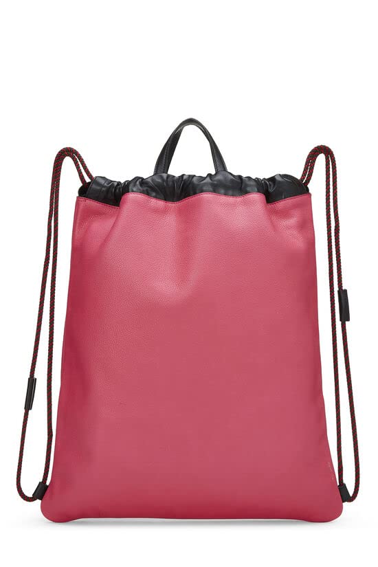 Gucci, Pink Leather Logo Print Drawstring Backpack Large , Pink