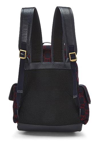 Gucci, Navy & Red Original GG Wool Backpack, Multi