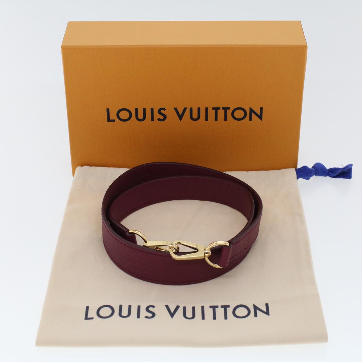 LOUIS VUITTON Shoulder Strap Leather 34.3" Wine Red LV 42975