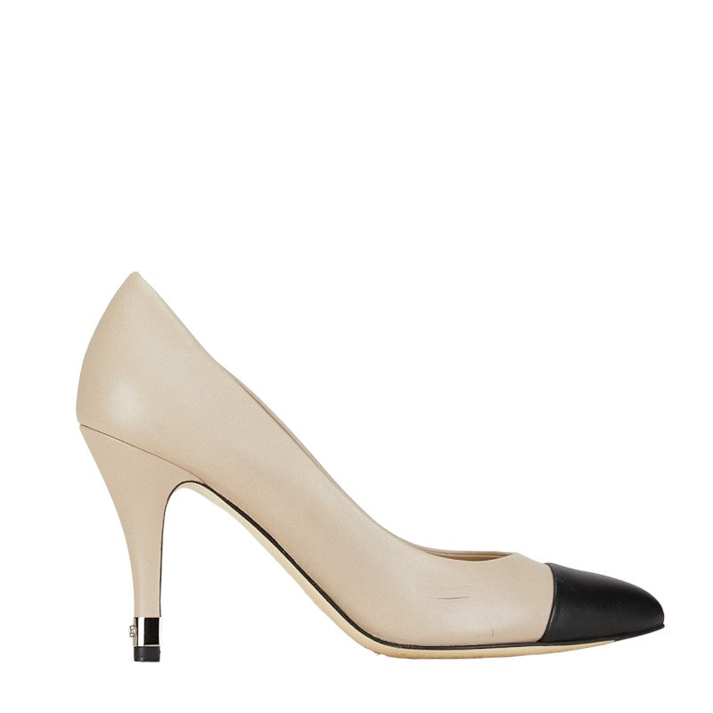 Chanel Coco Pumps Beige Black Leather Chanel