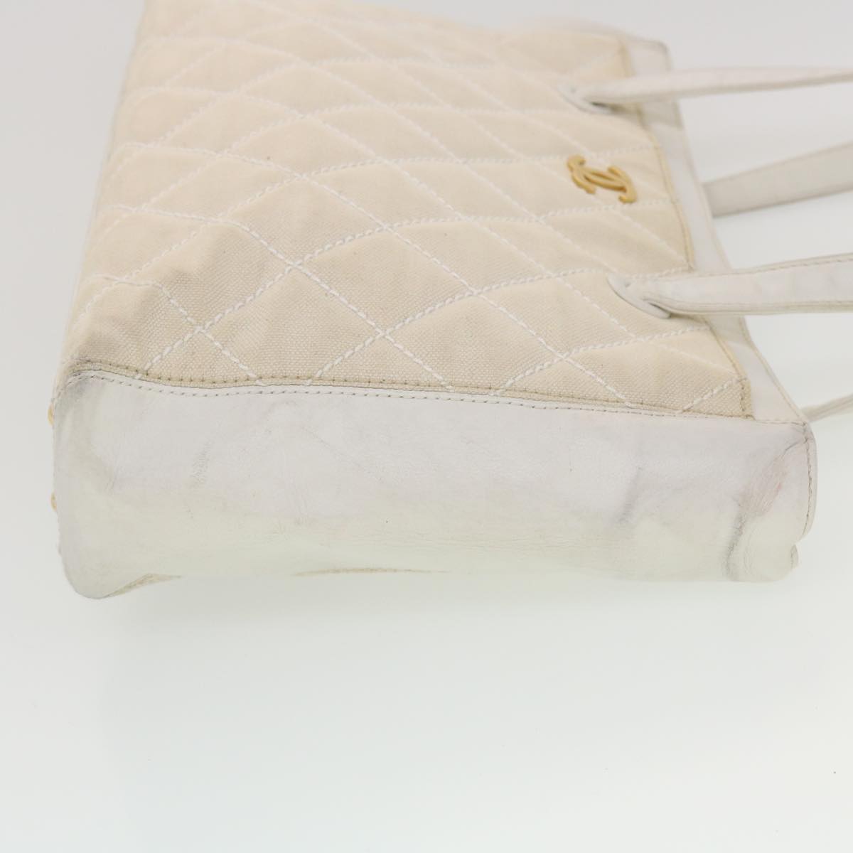 CHANEL Matelasse Wild Stitch Tote Bag Canvas Beige CC Auth 43309