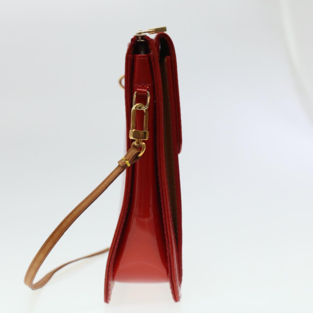 LOUIS VUITTON Monogram Vernis Motto Accessory Pouch Red M91137 LV Auth 44602
