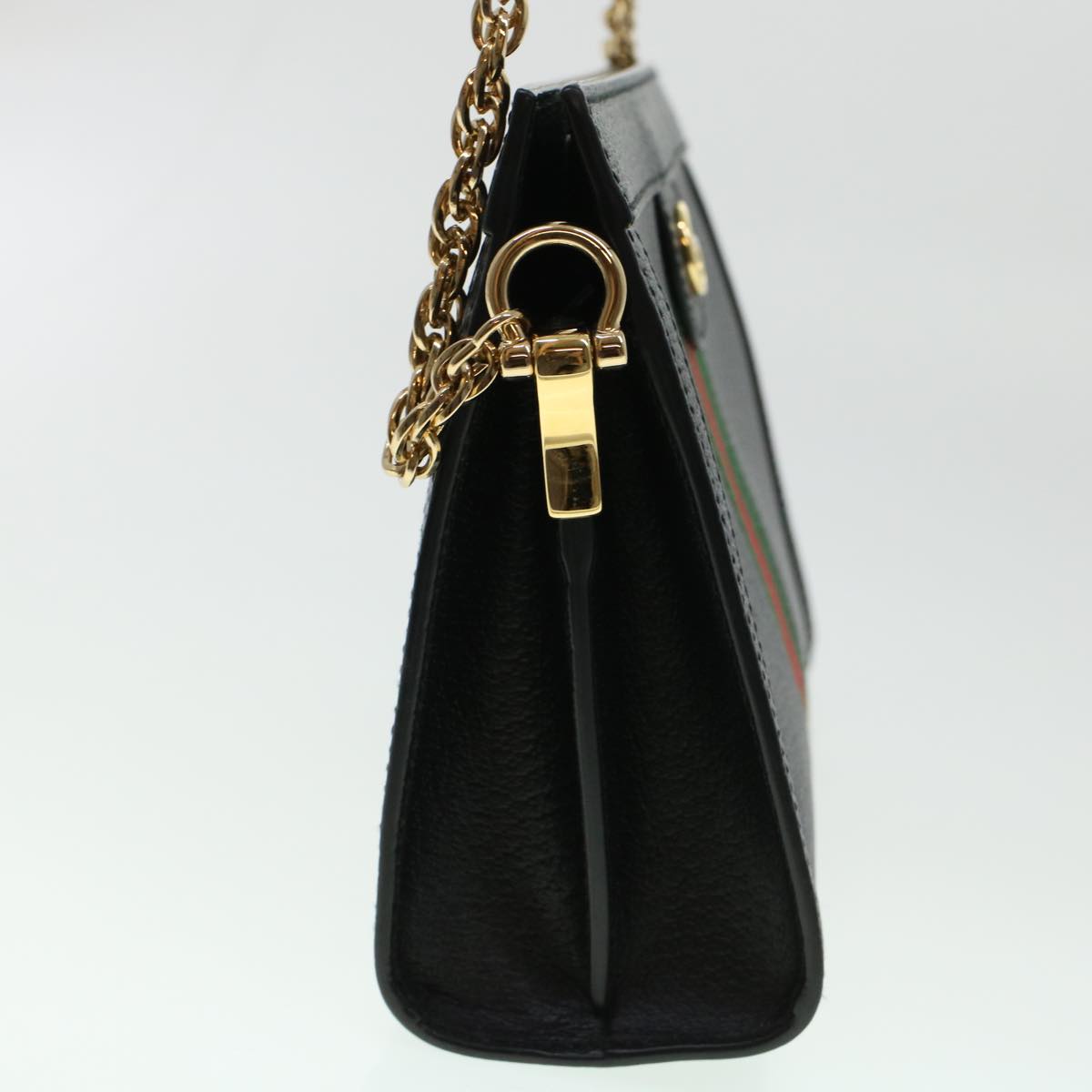 GUCCI Ophdia GG Chain Web Sherry Line Shoulder Bag Black Red 503877 44699A