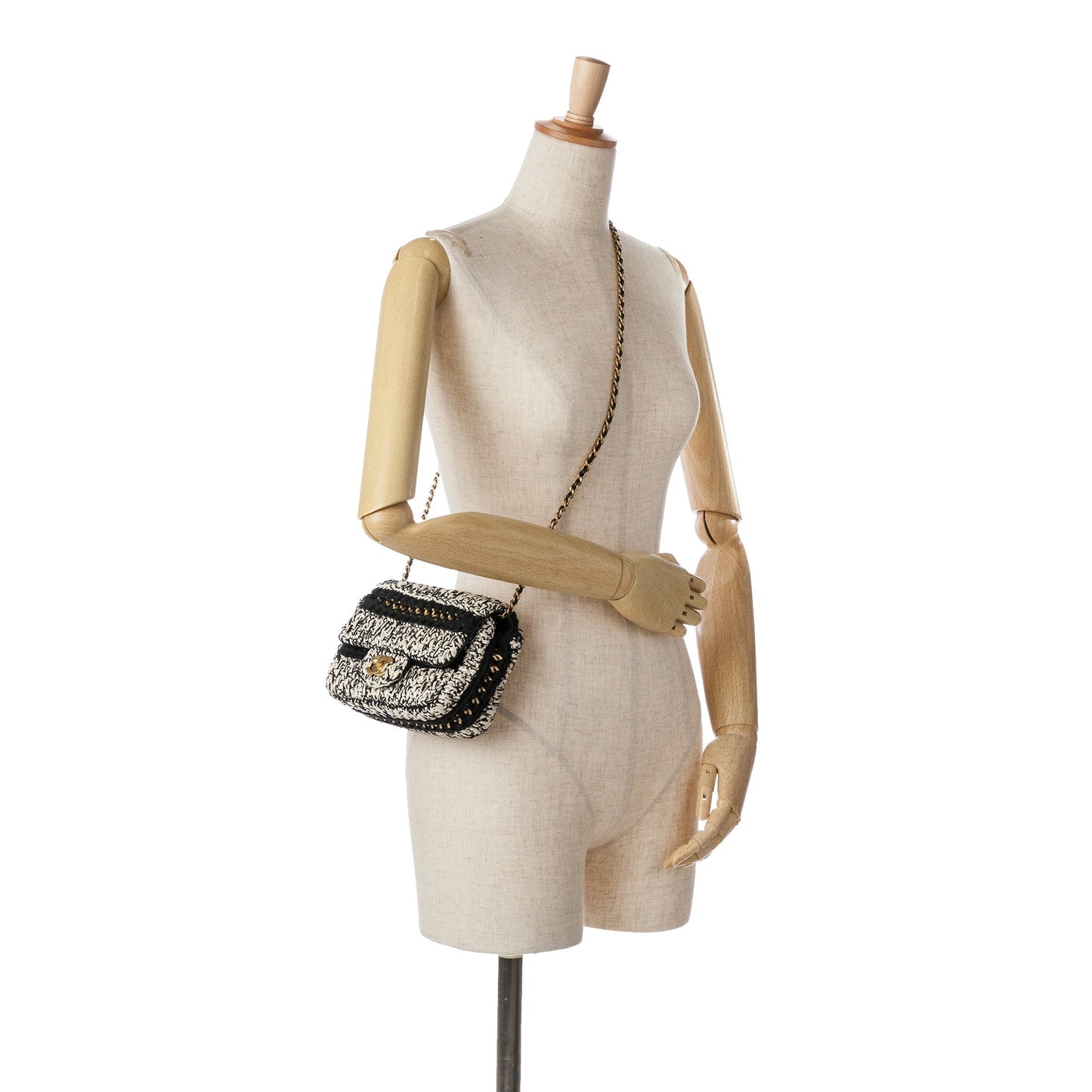 White Chanel Raffia Braided with Love Flap Crossbody Bag