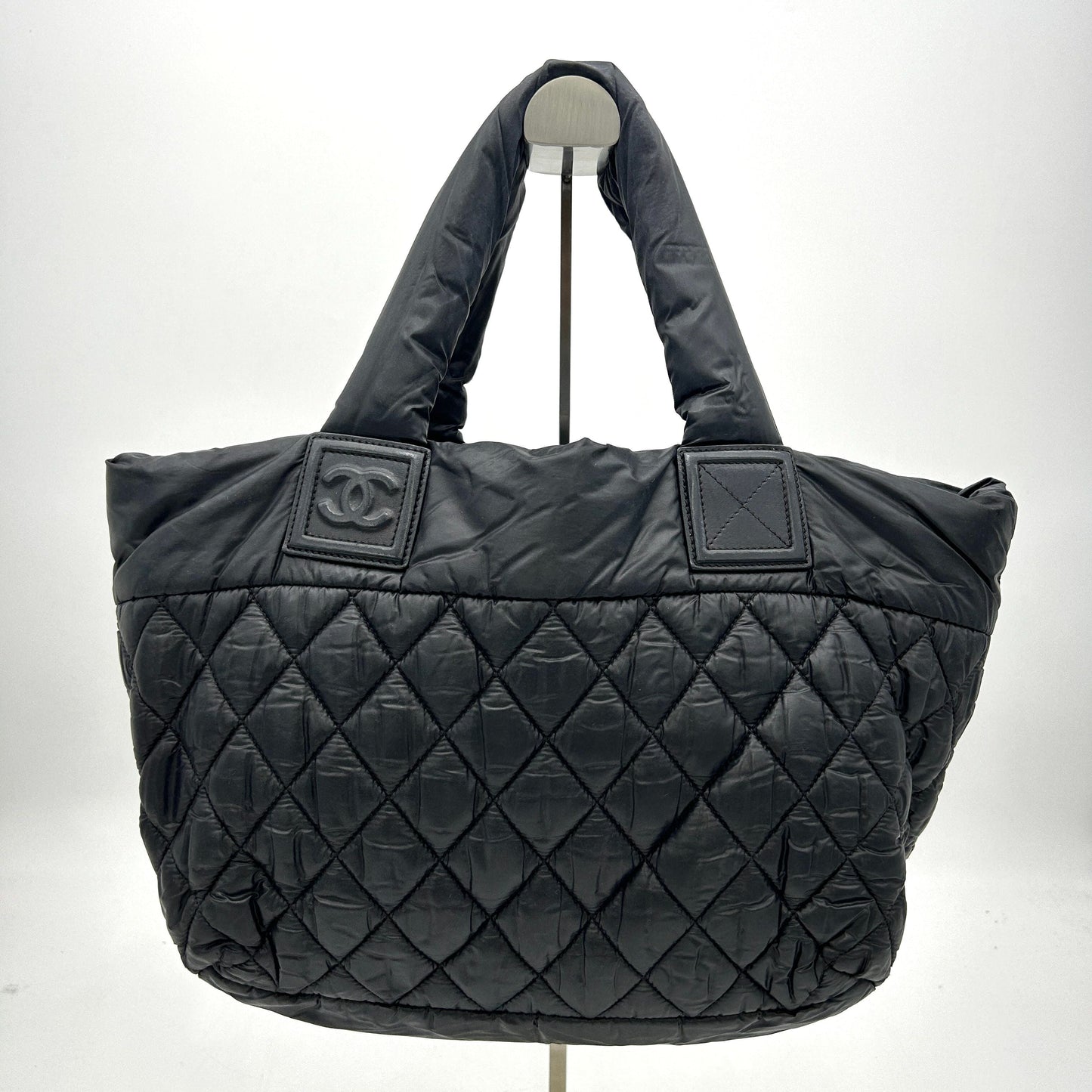 Chanel Nylon Quilted Small Coco Cocoon Tote Black LA1465