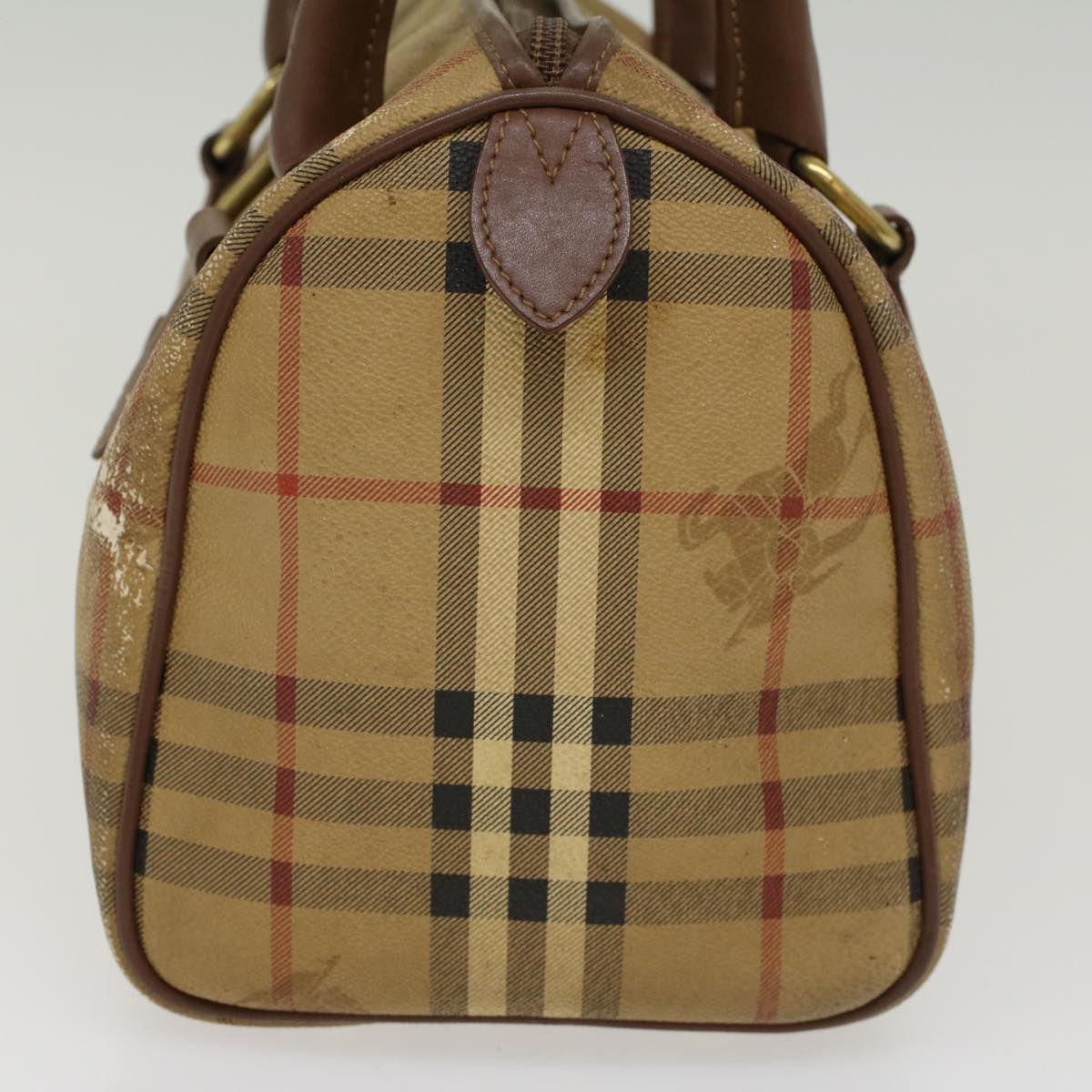 BURBERRYSs Nova Check Hand Bag PVC Leather Beige Brown Auth 48027