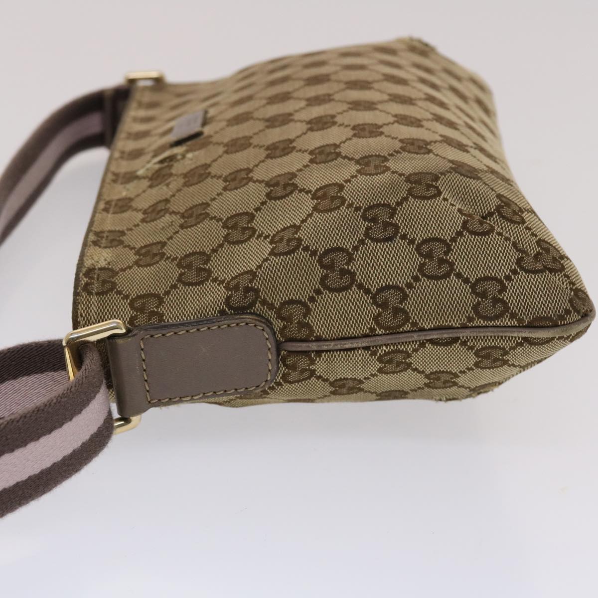 Gucci GG Canvas Sherry Line Shoulder Bag Beige Pink 49065