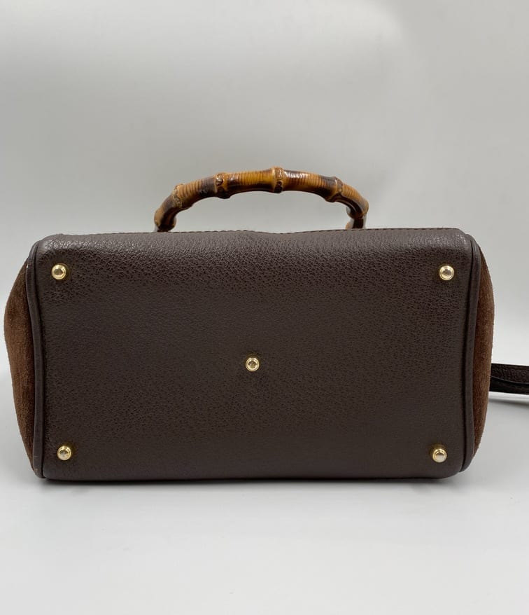 Gucci Suede Tote w Bamboo handle
