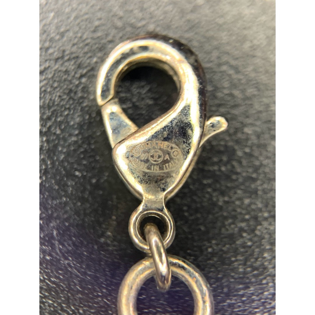 Good ( Rank AB) |CHANEL COCO Mark Rhinestone Necklace Silver|V25070203