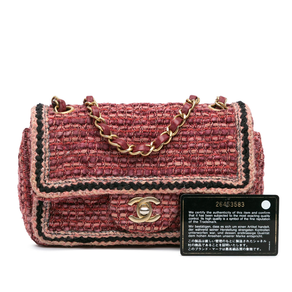 Red Chanel Mini Braided Classic Tweed Single Flap Bag