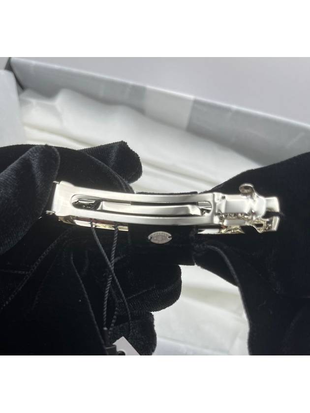 CC Logo Ribbon Bow Velvet Hairpin Black Chanel
