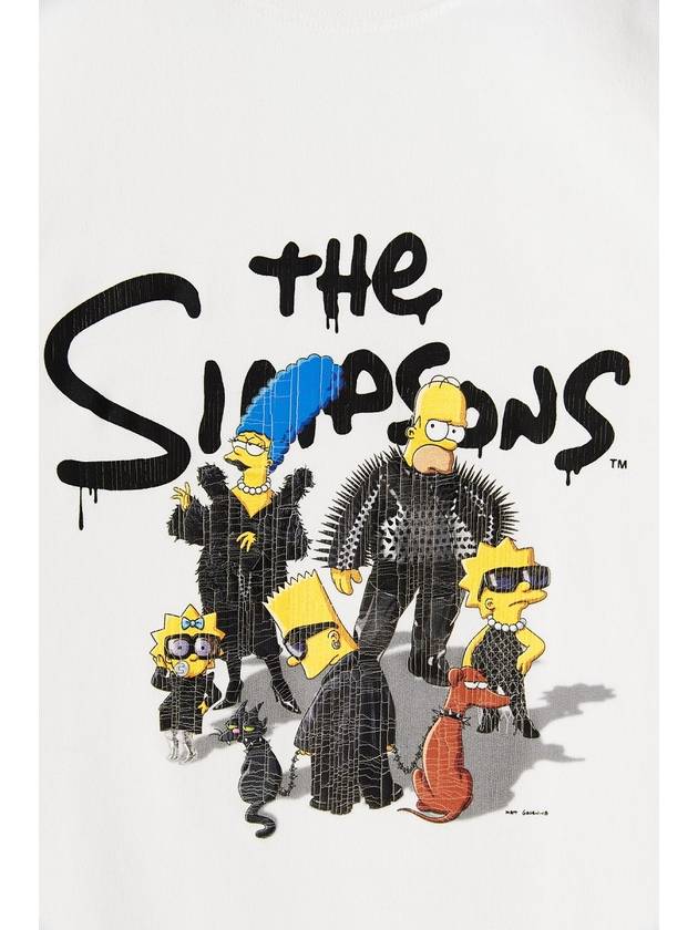 Luxury Balenciaga WoMen's The Simpsons Printing Small Fit Short Sleeve T-Shirt White