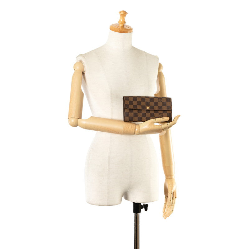 Louis Vuitton Portefolio Sarah Long Wallet N61734 Brown PVC Leather Louis Vuitton