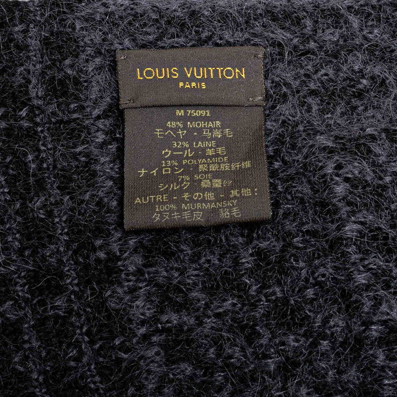Louis Vuitton Elena Maffler M75091 Black Gr Wall for Silk Louis Vuitton