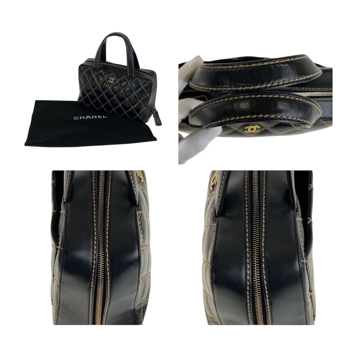 Chanel Coco Mark Wild Stitch Leather Handbag