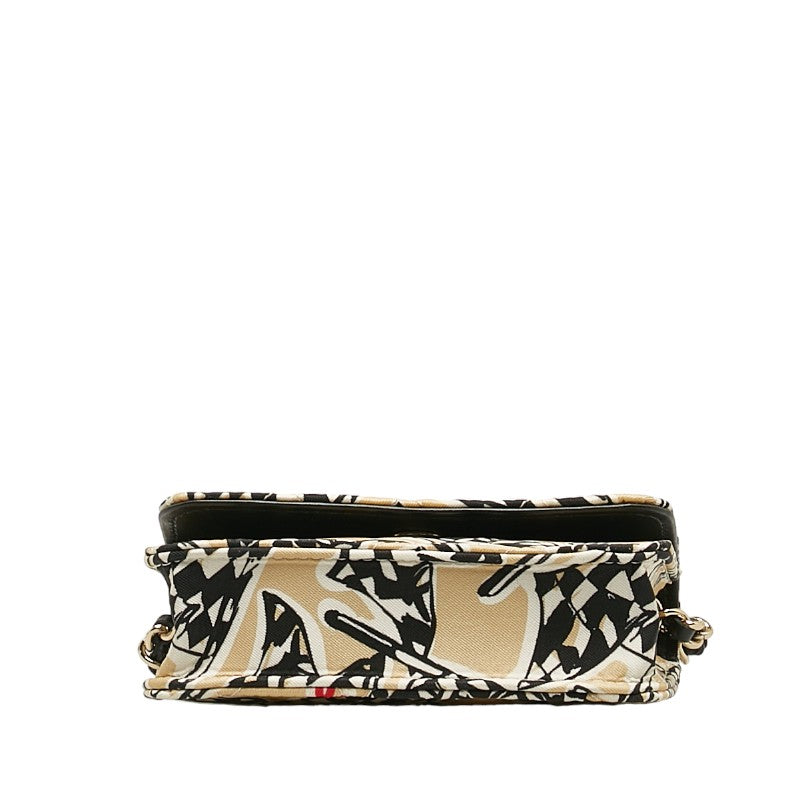 Chanel Checker Flag Year-End Mini Chain houlder Bag Beige Multicolor Canvas Chanel