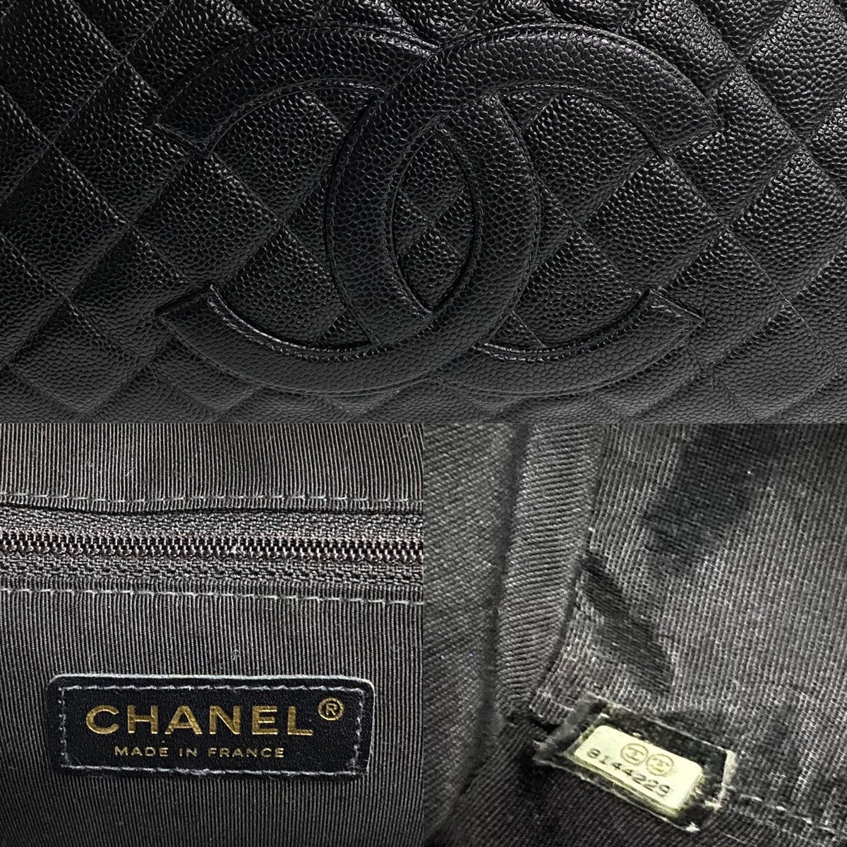CHANEL Handbag Matt caviar skin black Caviar skin