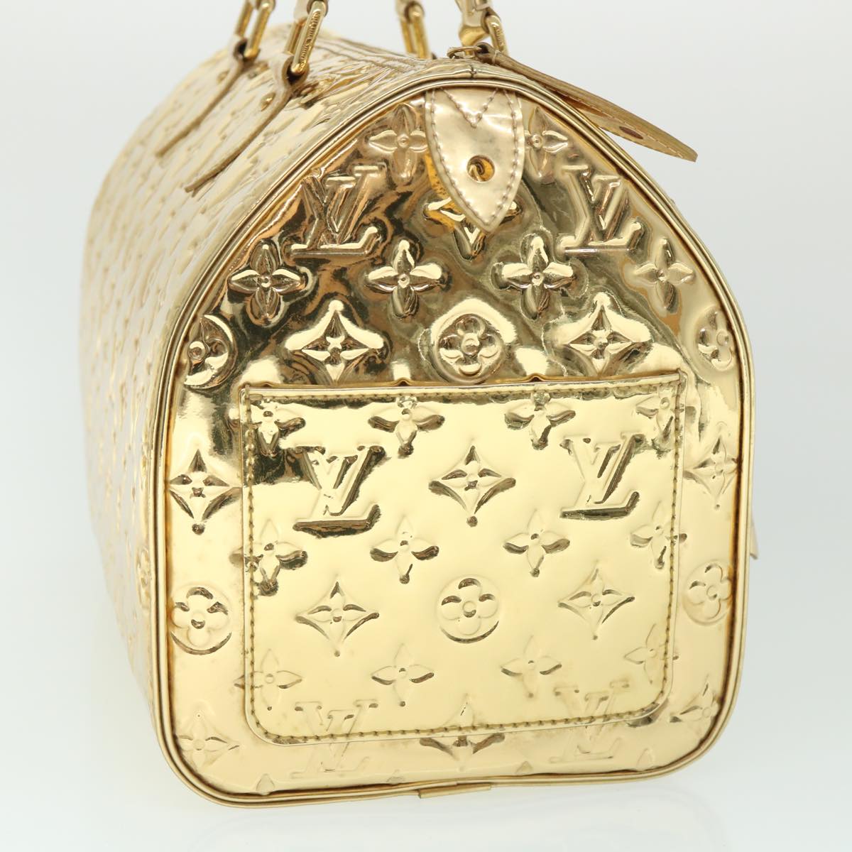 LOUIS VUITTON Monogram Miroir Speedy 30 Hand Bag Gold Dore M95272 LV Auth 54048A