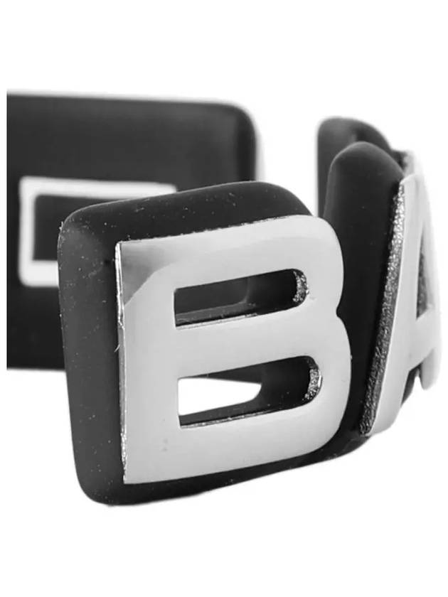 Luxury Balenciaga Metal Logo Bangle Bracelet Silver