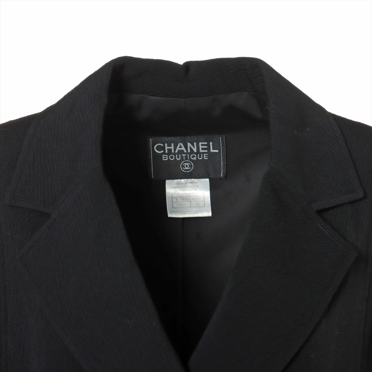 Chanel Coconut Button 98A Wool Setup 38 Black P11490