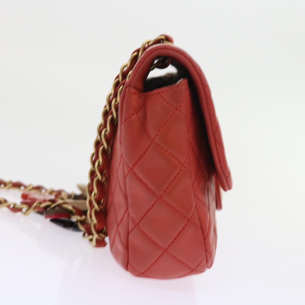CHANEL Matelasse Chain Shoulder Bag Lamb Skin Valentine Only Pink CC Auth 57072A