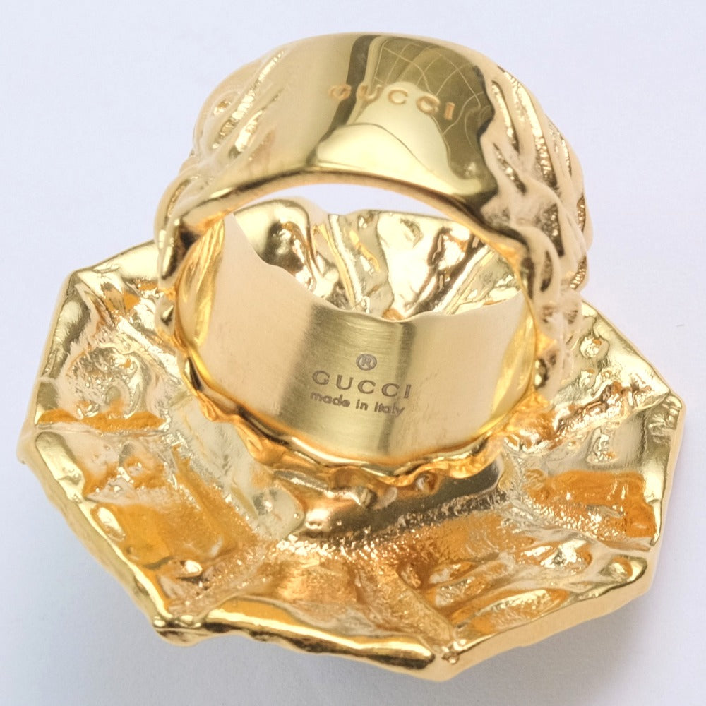 GUCCI Ring gold Green stone flower Women S (No. 13) Used