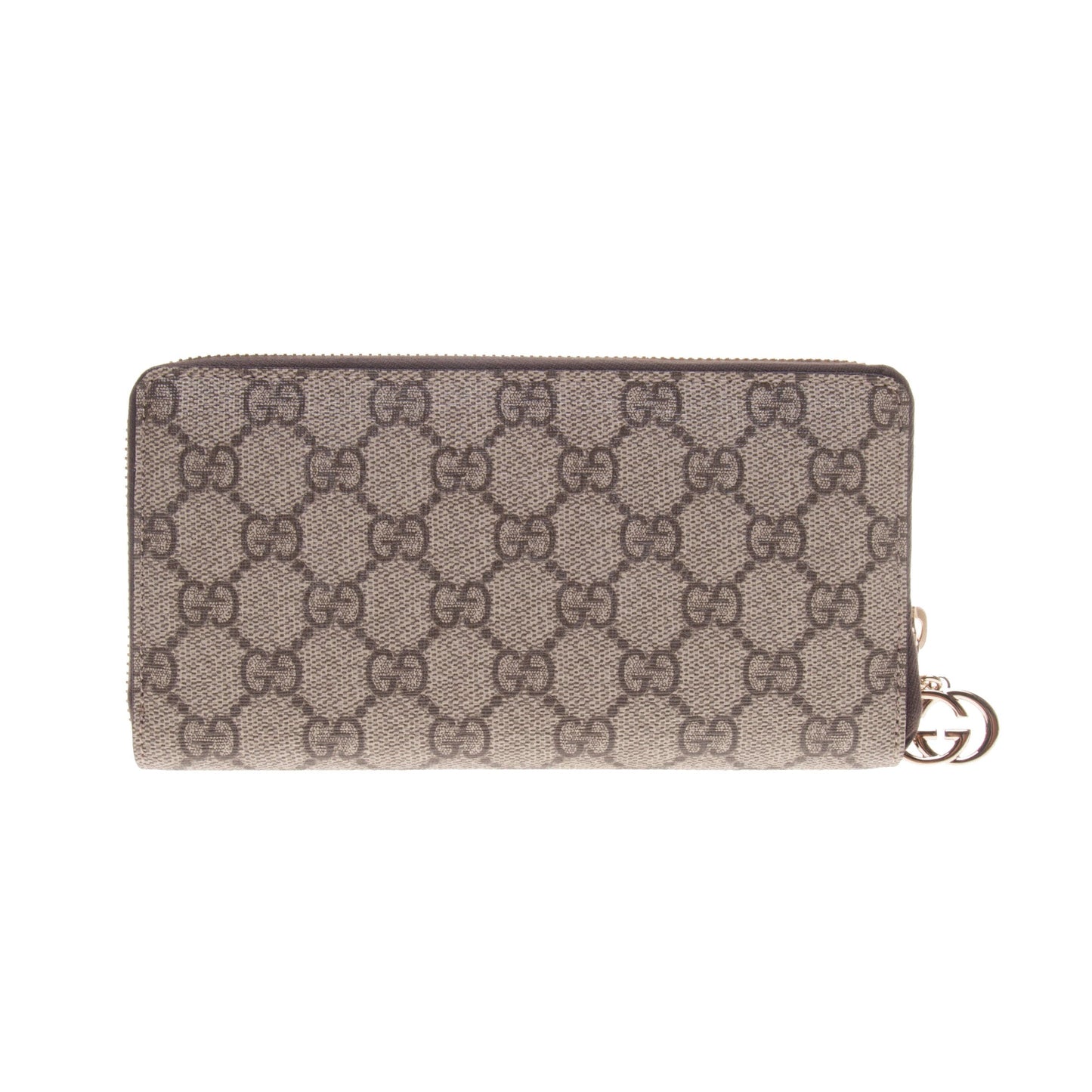 Gucci 307982 Beige/Ebony GG Supreme Canvas Zip Around Long Wallet