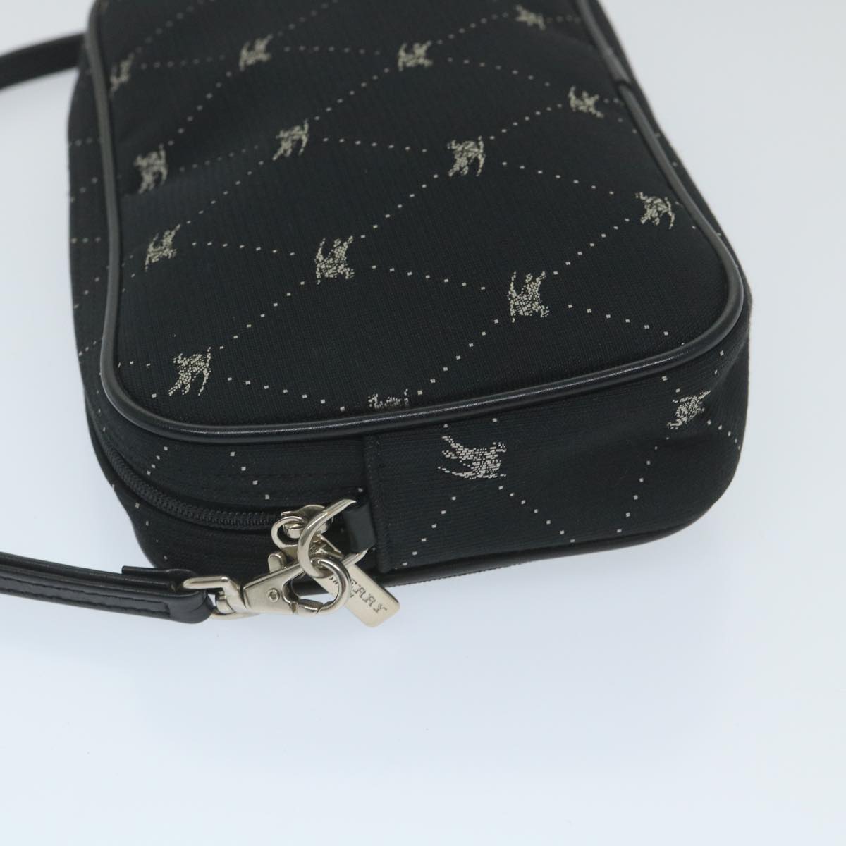 BURBERRY Blue Label Accessory Pouch Canvas Black Auth 58626