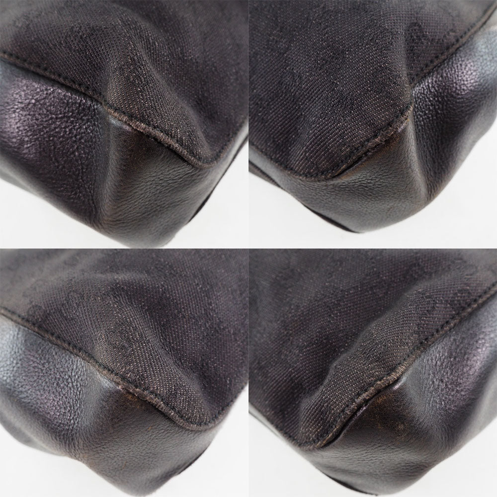 GUCCI Tote Bag 101346 GG canvas, leather black unisex(Unisex) Used