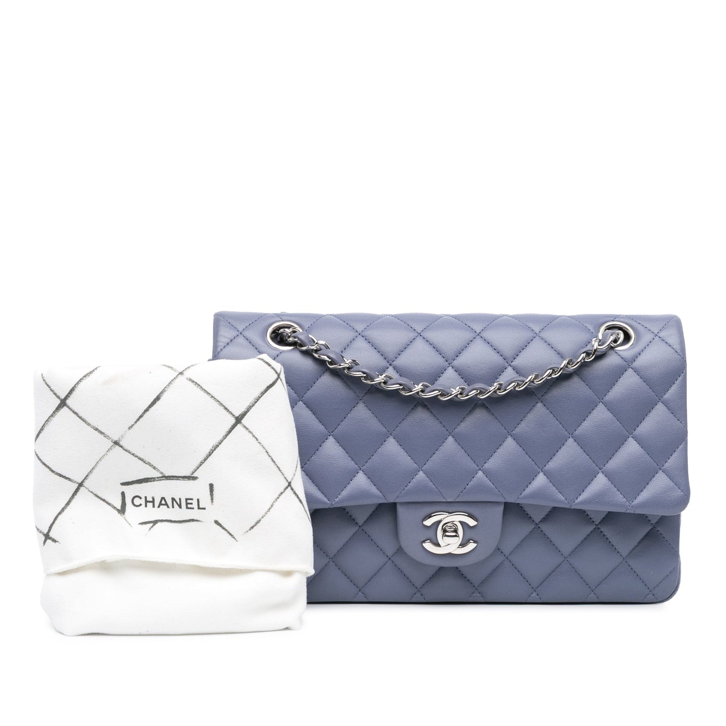 Purple Chanel Medium Classic Lambskin Double Flap Shoulder Bag