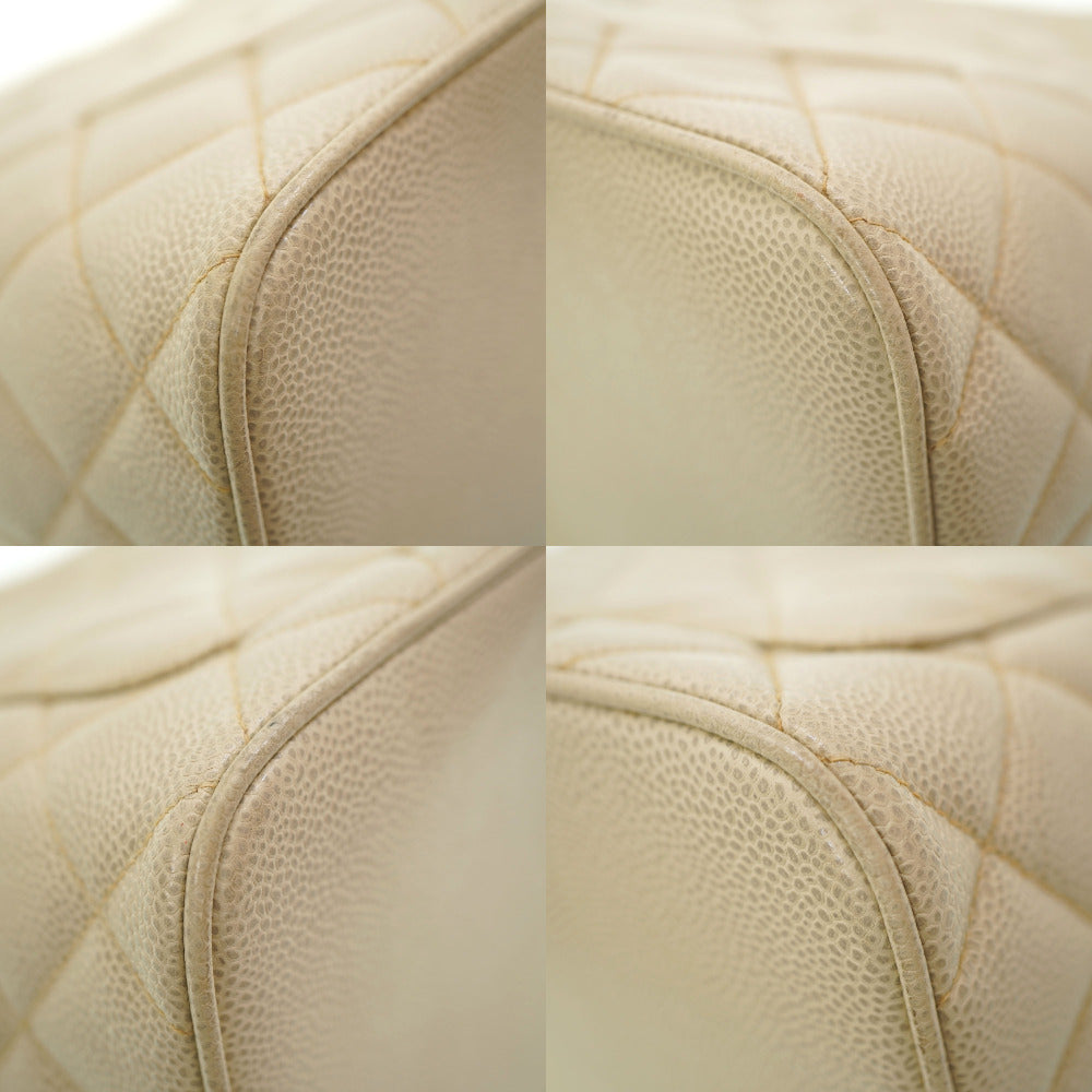 CHANEL Tote Bag Caviar skin Ivory Grey Replica Tote Women Used